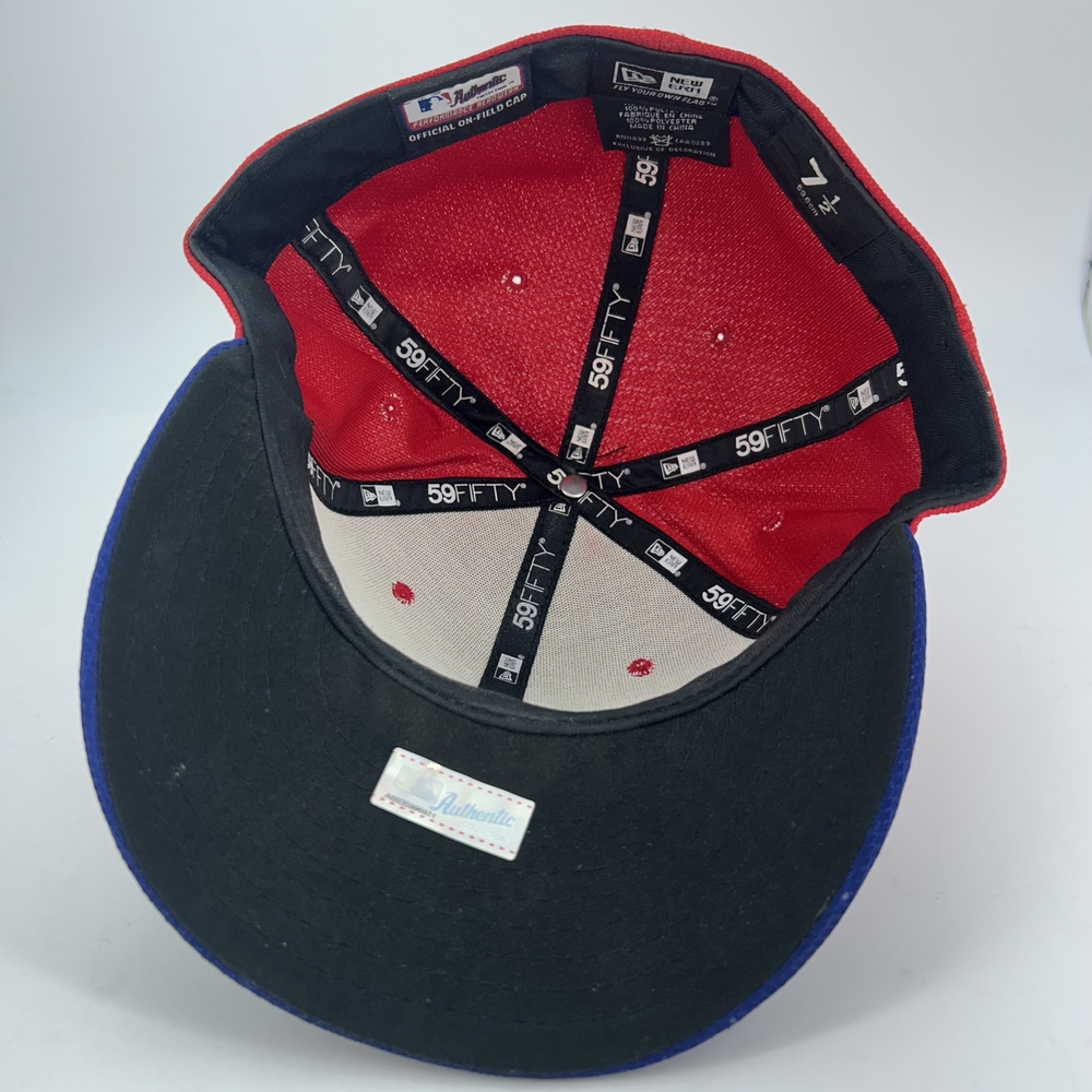 Philadelphia Phillies Hat Cap Fitted Mens 7 1/2 Red Blue MLB Baseball New Era - Picture 6 of 8